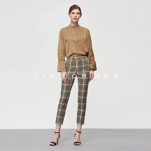 19SSDU74 尼罗河绿抽绳荷叶边衬衫 商品图0