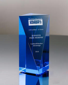 精品蓝色水晶奖杯创意定做奖杯