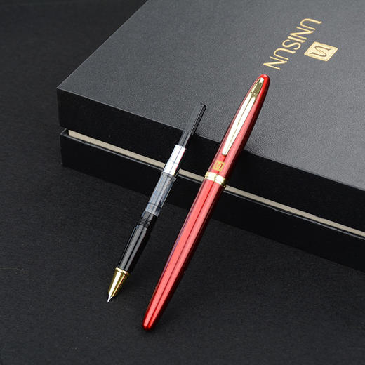 UNISUN商务礼盒装钢笔财务学生练字笔两款笔尖粗细赠原装墨水一瓶 商品图4