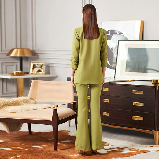 IWY/水绿色西装喇叭裤套装一粒扣OL气质职业装CP9119 商品图2