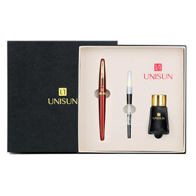 UNISUN商务礼盒装钢笔财务学生练字笔两款笔尖粗细赠原装墨水一瓶