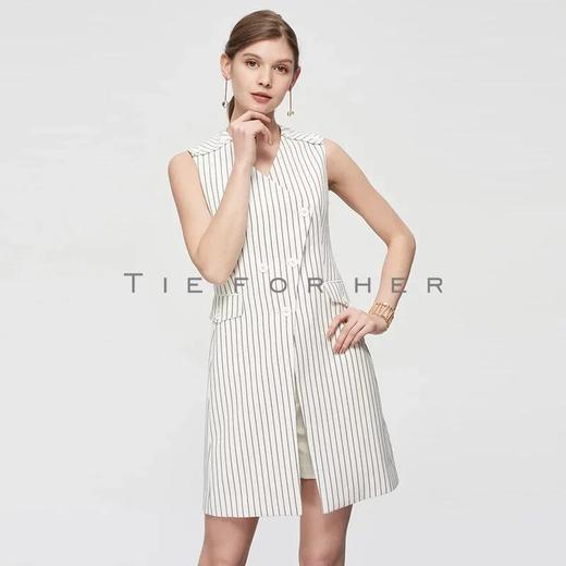 19SSDU134 玉白色条纹马甲裙 商品图2