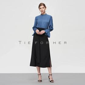 19SSDD19 银箔色侧开叉一片式裙