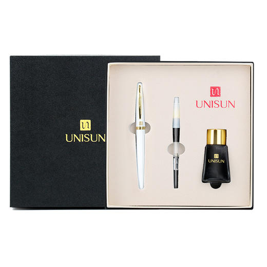 UNISUN商务礼盒装钢笔财务学生练字笔两款笔尖粗细赠原装墨水一瓶 商品图5