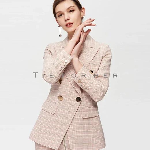 19SSDU118 玫瑰粉格纹西装半裙两件套 商品图1