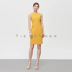 19SSDU147 向日葵黄多线分割无袖连衣裙