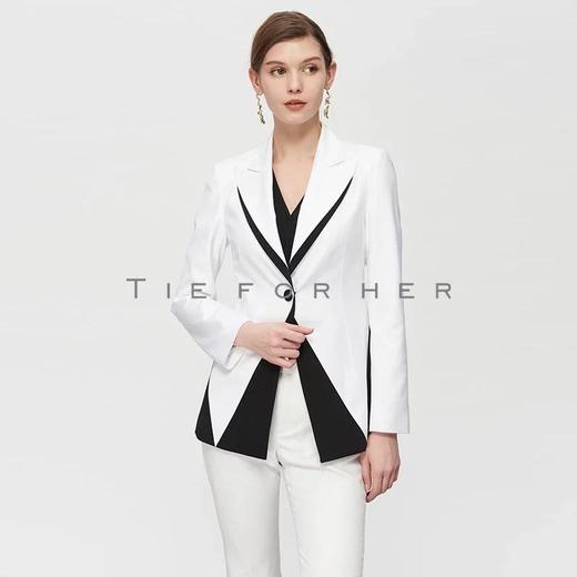 19SSDU160 本白撞色拼接西装两件套 商品图3