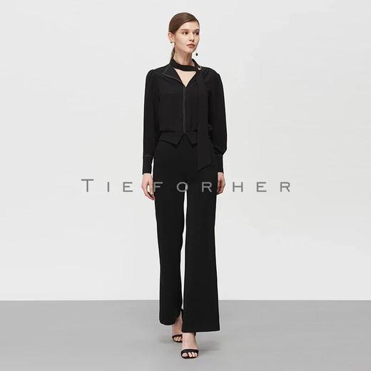 19SSDD21 炭黑色翻边微喇叭裤 商品图1