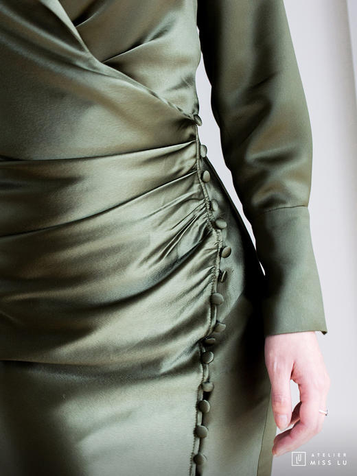 AtelierMissLu / Bianca-月光绿排扣西装裙 商品图2