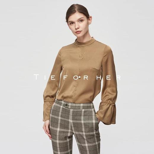 19SSDU74 尼罗河绿抽绳荷叶边衬衫 商品图3