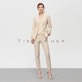 TF218 藕粉色格纹三件套