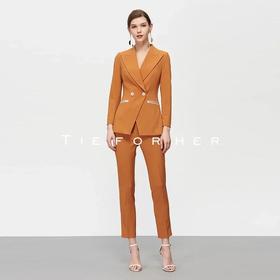 TF216 柑橘黄双排扣西装两件套