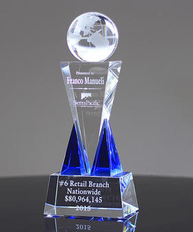 地球蓝色奖杯比赛纪念留念奖杯个性团队奖牌定制定做