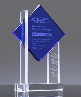 菱形水晶奖杯高档奖杯定制