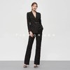 19SSDU39 黑色格纹拼接皮革西装两件套 商品缩略图1