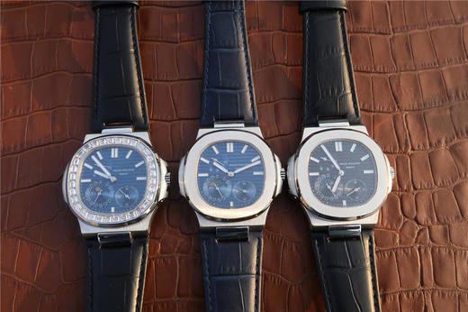 百达翡丽运动系列鹦鹉螺5712（代号：霸道总裁）功能同正品（10字位动能显示 7字位日历和月相 4字位小秒针），和原装一样的带水平压纹图 商品图8