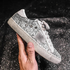 【服饰鞋包】鞋女韩版做旧脏脏鞋亮片星星小白鞋平底板鞋