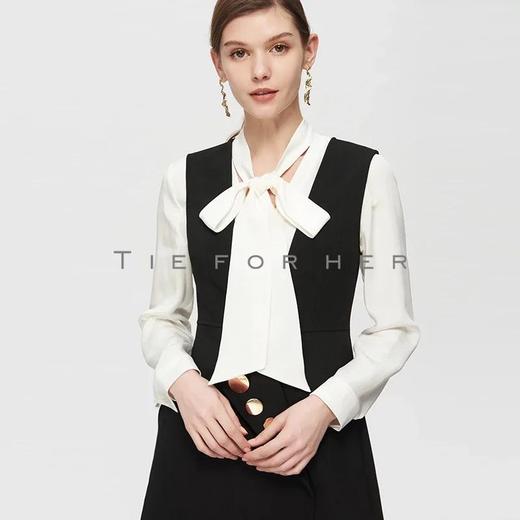 19SSDU161 黑白撞色拼接一字肩连衣裙 商品图3