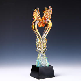 一路有你高档琉璃奖杯定制创意礼品刻字