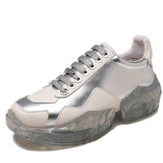 【服饰鞋包】网红新品板鞋风透明果冻底运动鞋女时尚镭射面平底休闲鞋 商品图4