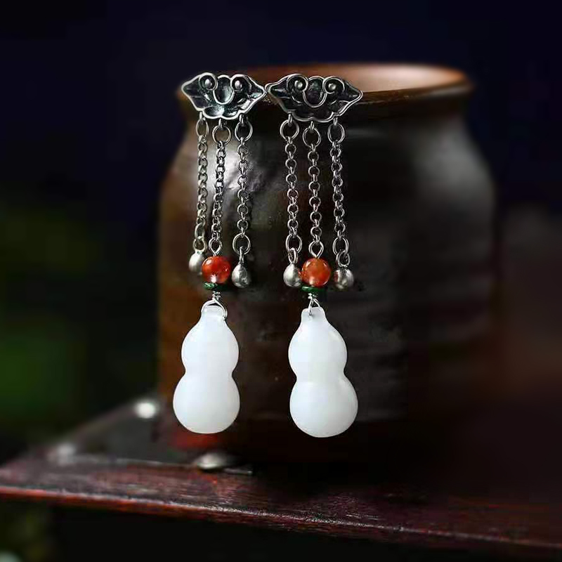 白玉葫芦耳坠耳饰福禄吉祥温润力量好心态好心情