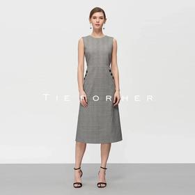 19SSDU157 布鲁灰格纹无袖西装连衣裙