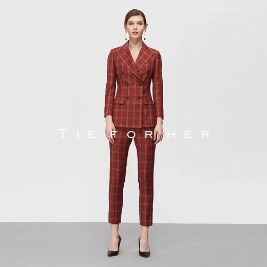 TF219 嘉年红格纹双排扣西装两件套 商品图2
