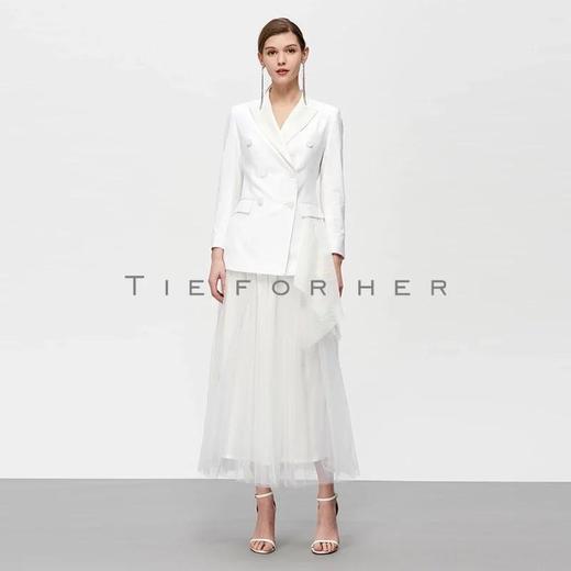 19TFL16 云白色双排扣纱裙两件套 商品图0