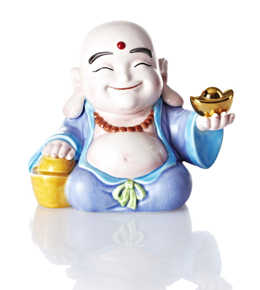 乾唐彩 弥勒佛摆饰 8寸 彩釉 鎏金