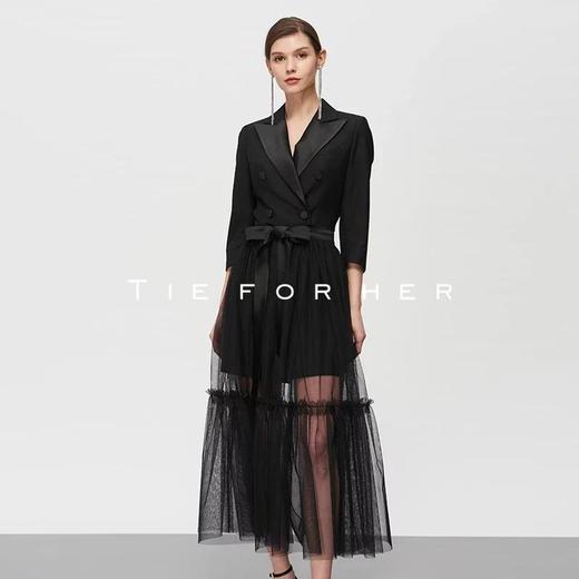 19TFL17 爵士黑缎面拼接纱裙两件套 商品图2