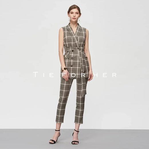 19SSDU52 铅灰色格纹系带马甲 商品图0