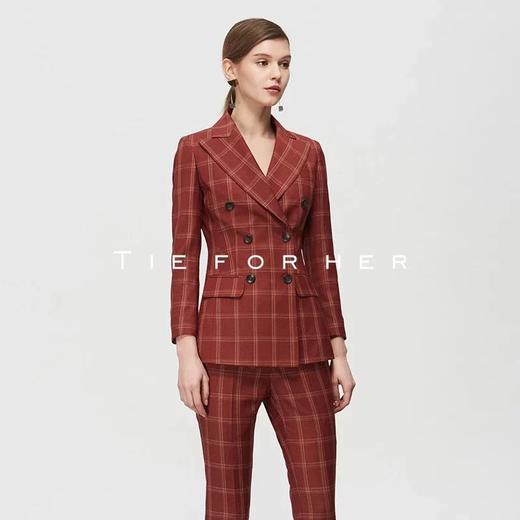 TF219 嘉年红格纹双排扣西装两件套 商品图3