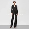 19SSDU39 黑色格纹拼接皮革西装两件套 商品缩略图0