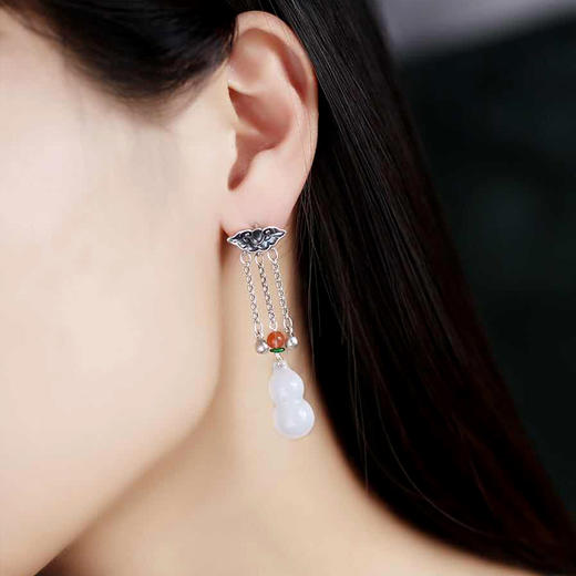 白玉葫芦耳坠耳饰福禄吉祥温润力量好心态好心情 商品图4