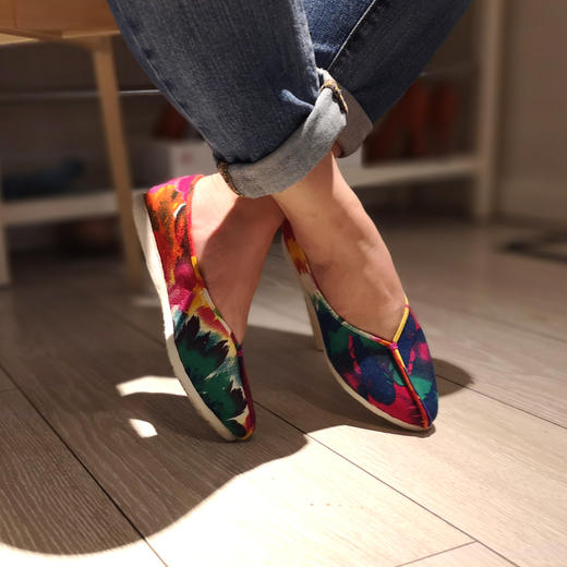 内联升女鞋手工单鞋千层底彩麻淑女鞋8647A 商品图1