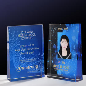 半透彩印水晶奖杯奖牌定制创意水晶制作