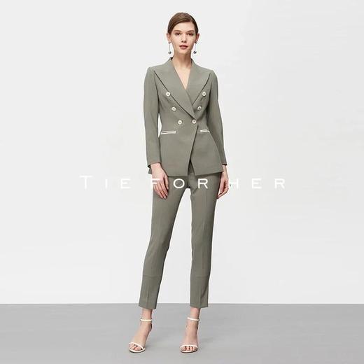 TF215 松绿色双排扣西装两件套 商品图2