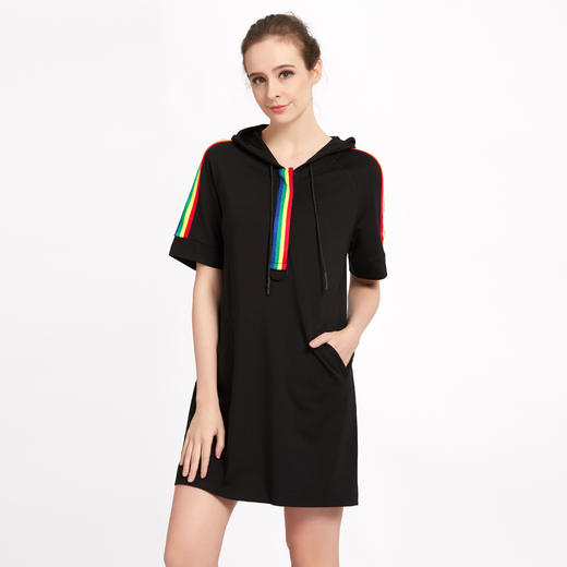 特价水淼大码女装2019新款春夏装胖妹妹条纹拼接宽松显瘦连衣裙3124