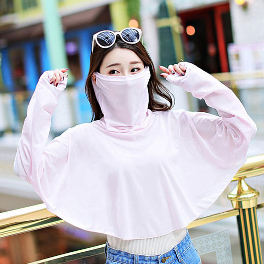 【口罩一体防晒披肩 】兰薇尔冰丝降温防紫外线 骑车开车防晒披肩 商品图1