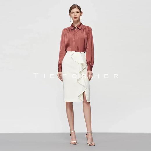 19SSDU94 梅紫色灯笼袖衬衫 商品图0