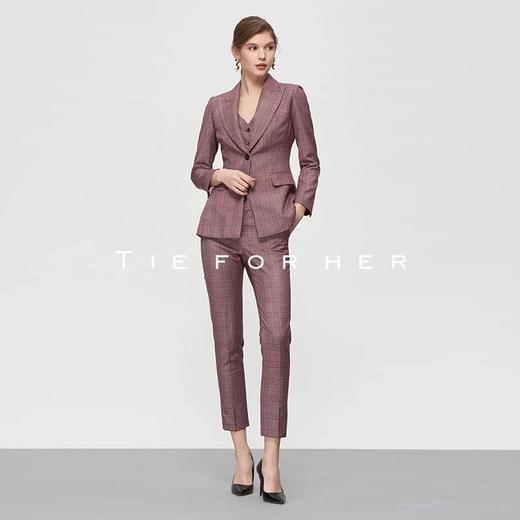 TF208 葡萄紫格纹西装三件套 商品图1