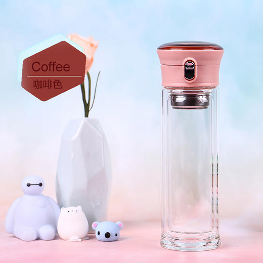 【百汇到家】匡迪弹盖双层女士玻璃杯220ML 商品图3