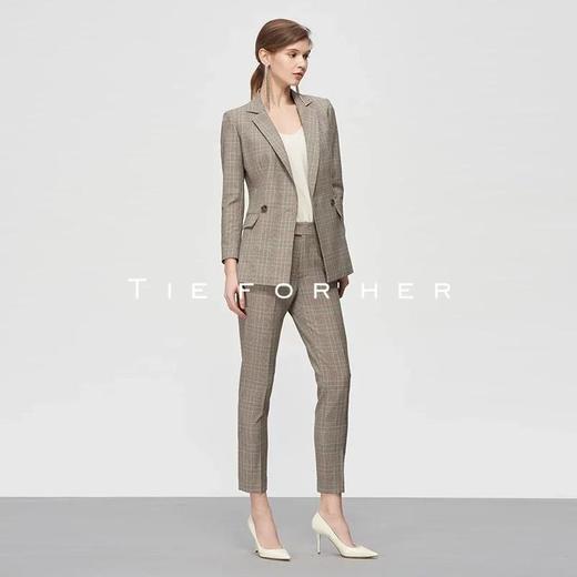 TF209 椰棕色格纹西装两件套 商品图1