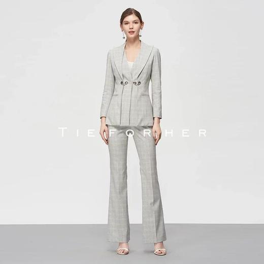 19SSDU38 巴黎灰格纹双层领西装两件套 商品图2