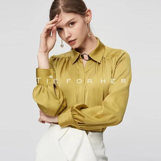 19SSDU95 芥末黄灯笼袖衬衫 商品图2