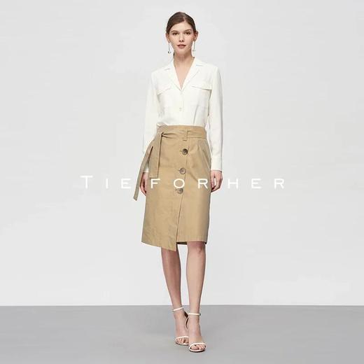 19SSDD15 淡茶色不规则单排扣包裙 商品图0