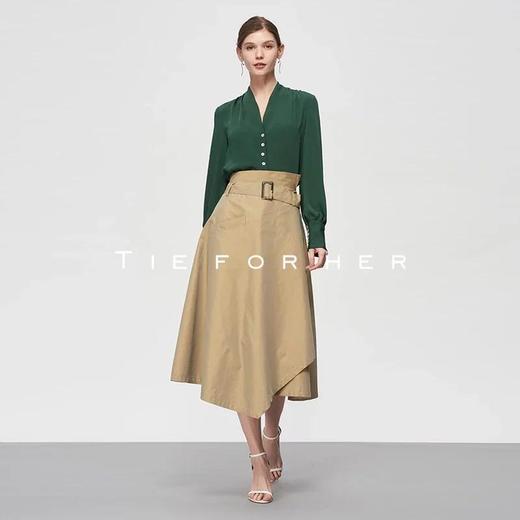 19SSDD16 淡茶色不规则高腰A字裙 商品图0