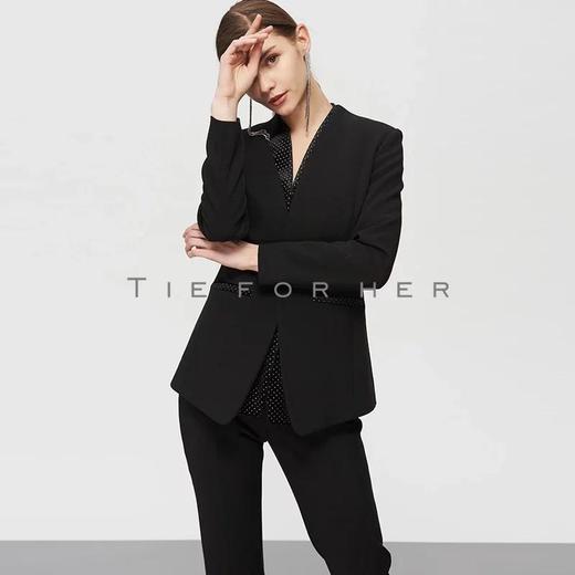 19TFL14 韵黑色不对称驳头西装两件套 商品图1