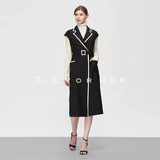 19SSDU23 石墨黑撞色连衣裙 商品图1