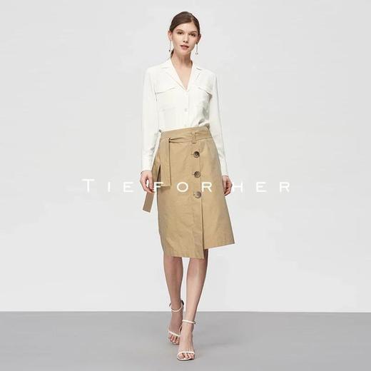 19SSDD15 淡茶色不规则单排扣包裙 商品图1